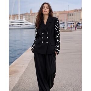 Vintage 90s Escada Margaretha Ley Black Blazer Buttons Wool Jacket 36 Couture 4